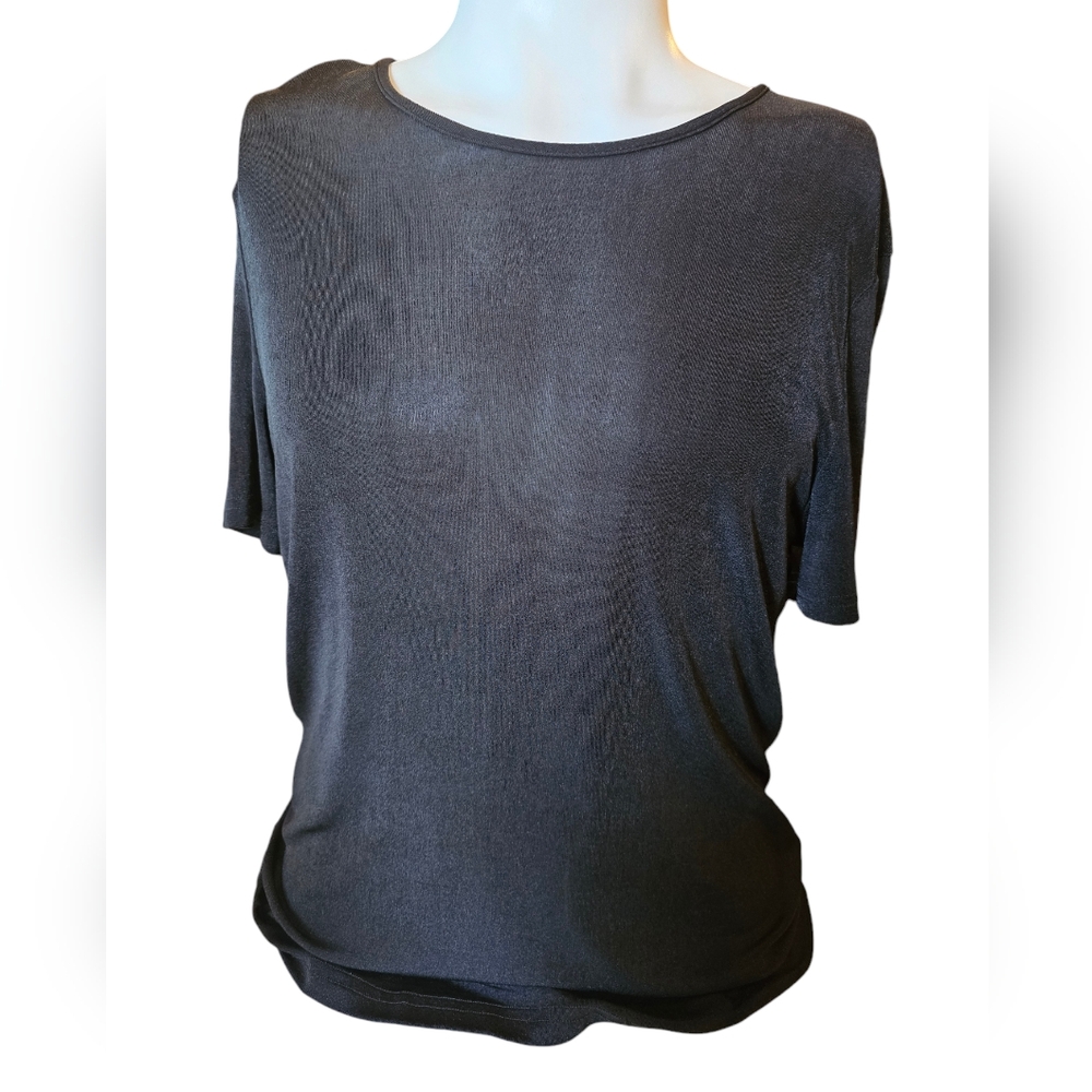 Womens Size‎ Large Jaclyn Smith Black Semi Sheer Black Top